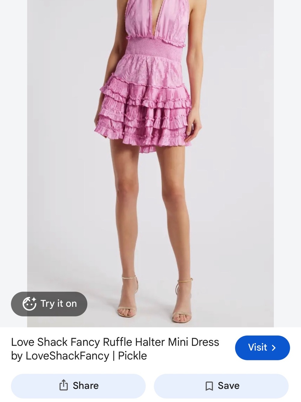 LoveShackFancy Pink Ruffled Halter One-Piece - Picture 2 of 4